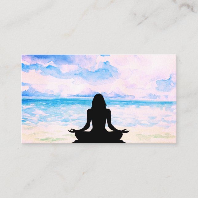 *~* Sea Ocean Yoga Beach Mindfulness Meditation Visitkort (Framsida)