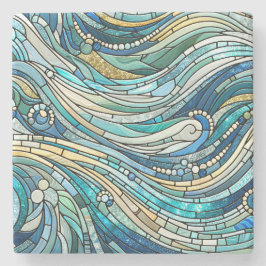 Sea of Waves Teal Mosaic Fine Art Stenunderlägg