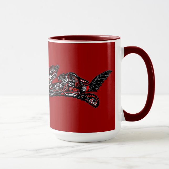SEA OTTER & BABY (Haida Styled Art Gift Mugg) Mugg (Höger)