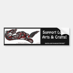 SEA OTTER & BABY Haida Styled Bumper Sticker Bildekal