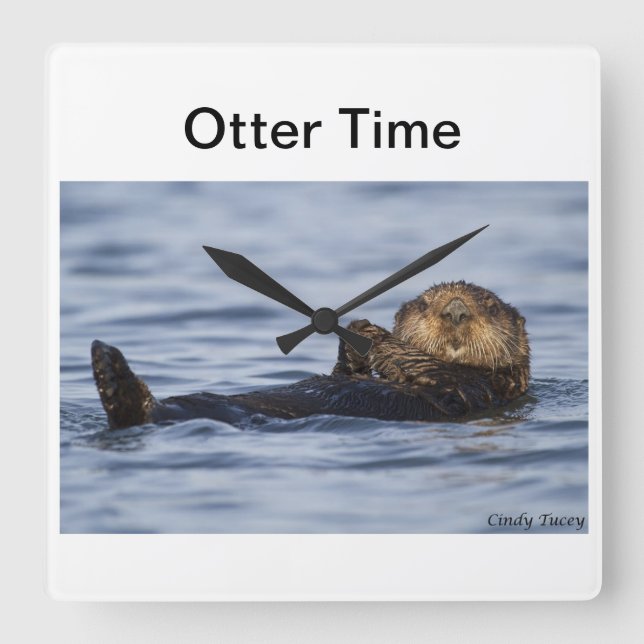 Sea Otter Clock Fyrkantig Klocka (Framsida)