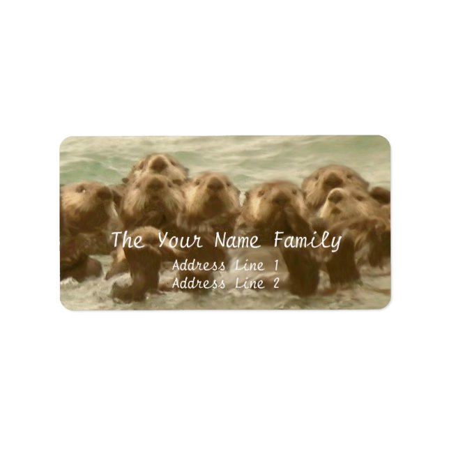 Sea Otter Family Adressetikett (Framsidan)