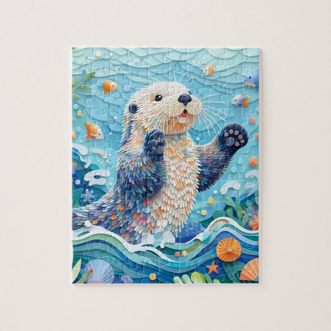 Sea Otter Jigszle Puzzle Pussel (Vertikal)