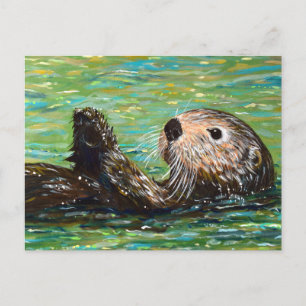 Sea Otter Painting Vykort
