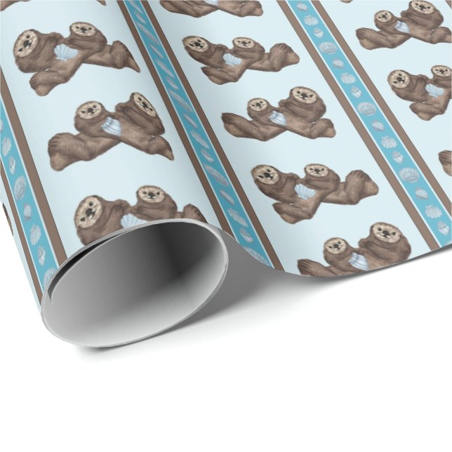 Sea Otter Presentpapper (Rullad Hörn)
