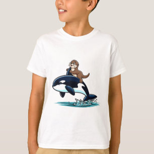 Sea Otter Riding Orca Costume Sea Animal Lover Kid T Shirt