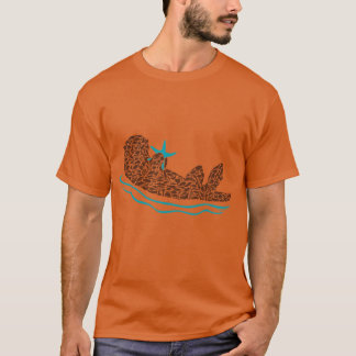 Sea Otter Silhouette Art made from Ocean Creatures T Shirt