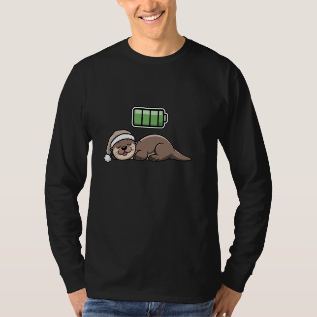 Sea Otter Sleeping Recharging Night Bedtime T Shirt (Framsida)