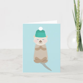 Sea Otter Winter Zen Helgdag jul Helgkort