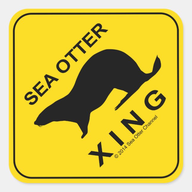 Sea Otter Xing Fyrkantigt Klistermärke (Framsida)