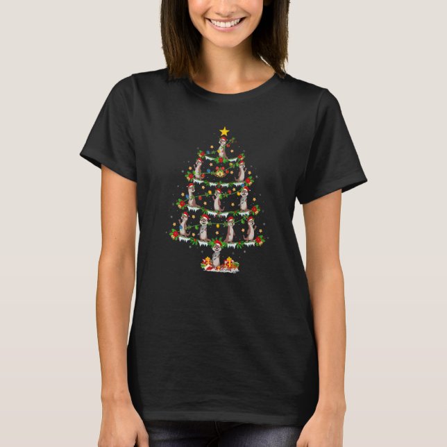 Sea Otter  Xmas Lights Sea Otter Christmas Tree T Shirt (Framsida)