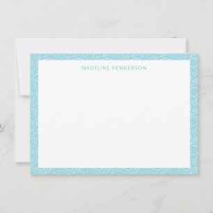 Sea Paisley Mönster Glacier Blue Monogram Anteckningskort