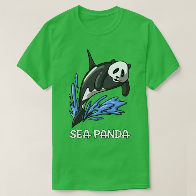 Sea Panda Bear Funny Orca Whale Hybrid Långärmad T Shirt (Design framsida)