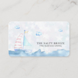 *~* Sea Pastel Segelbåt Bra Dining QR Beach Visitkort