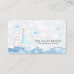 *~* Sea Pastel Segelbåt Bra Dining QR Beach Visitkort