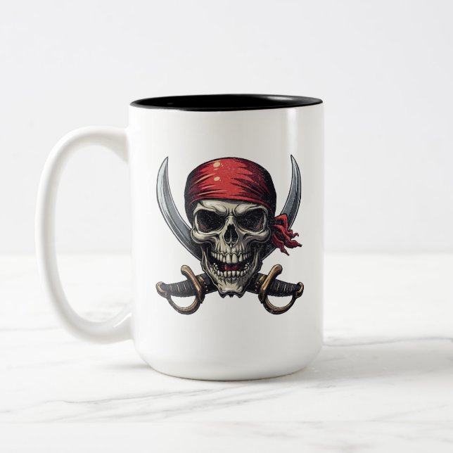 Sea Pirat Tavern - Skull i boner Två-Tonad Mugg (Vänster)