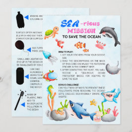 Sea-riouslyFun Ocean Protector Scavenger Hunt Card Inbjudningar