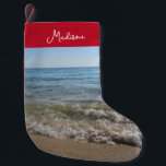 Sea & Sand Beach Vinkarare Personlig Namn Liten Julstrumpa<br><div class="desc">Ett vackert foto av havet och sand med stranden vinkarare. En idealisk design för alla som har landskapsbilder i kärlek. Perfekt födelsedagspresent,  hemdekanter eller present till andra speciella tillfällen.</div>
