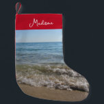 Sea & Sand Beach Vinkarare Personlig Namn Liten Julstrumpa<br><div class="desc">Ett vackert foto av havet och sand med stranden vinkarare. En idealisk design för alla som har landskapsbilder i kärlek. Perfekt födelsedagspresent,  hemdekanter eller present till andra speciella tillfällen.</div>