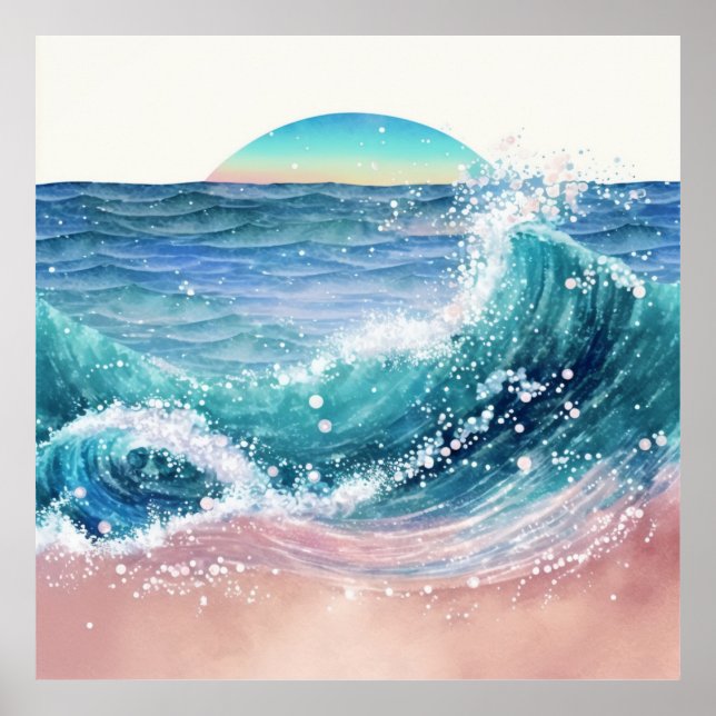 *~* Sea Sand Glitter AP60 Coastal Ocean Beach Wave Poster (Framsidan)