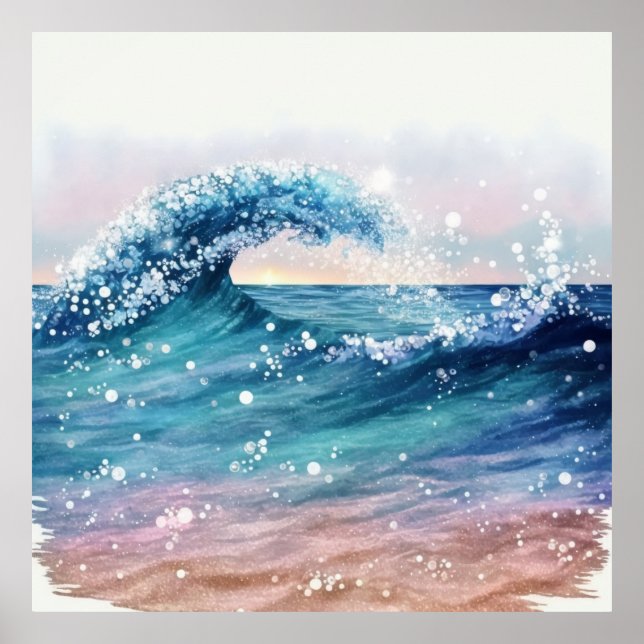 *~* Sea Sand Glitter AP60 Coastal Ocean Beach Wave Poster (Framsidan)