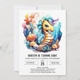 Sea Seahorse Sergranat Birthday Inbjudningar