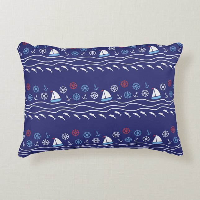 Sea seamless pattern. Vintage illustration.  Prydnadskudde (Framsidan)