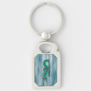 Sea Serpent Rektangulärt Silverfärgad Nyckelring