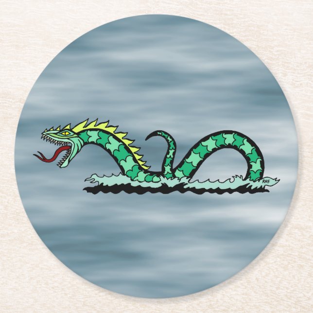 Sea Serpent Underlägg Papper Rund (Framsidan)
