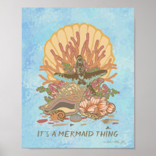 Sea Shore Beach Vibe Teal and Lila Poster