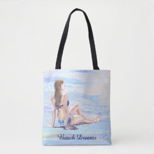 *~* Sea Shore Beach Woman Sol bathe AR29 Tygkasse