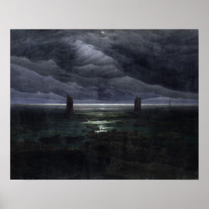 Sea Shore i Moonlight, 1835-36 Poster