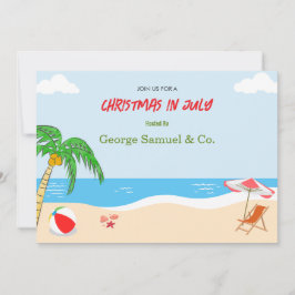 Sea Side Christmas in July Custom Name Log & Text Inbjudningar