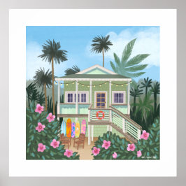 Sea Skam Grönt Beach House Extra Large Print Poster
