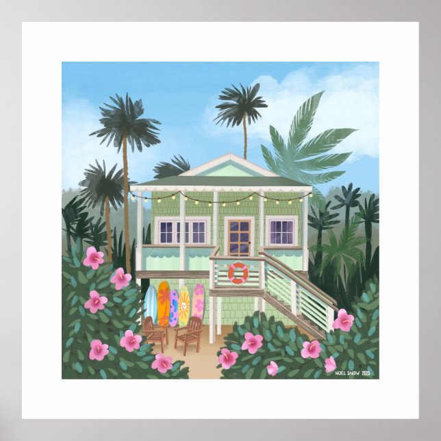 Sea Skam Grönt Beach House Extra Large Print Poster (Framsidan)