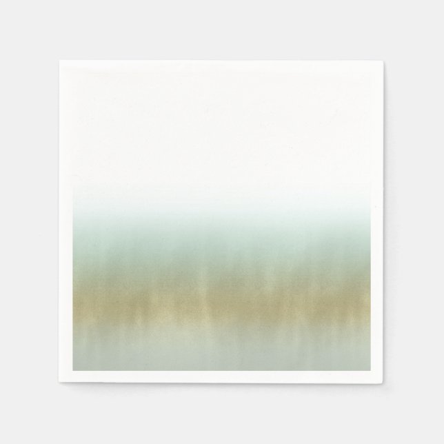 Sea Skam Guld White Elegant Beach Modern Bröllop Pappersservett (Framsidan)