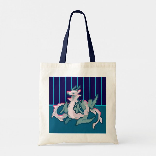 Sea, sky, dragon pixel art tygkasse (Baksida)