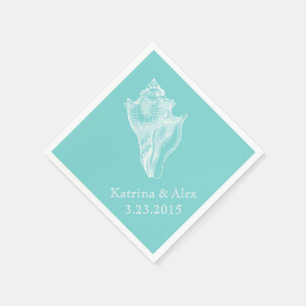 Sea Snäcka Aqua Beach Wedding Napkins Pappersservett