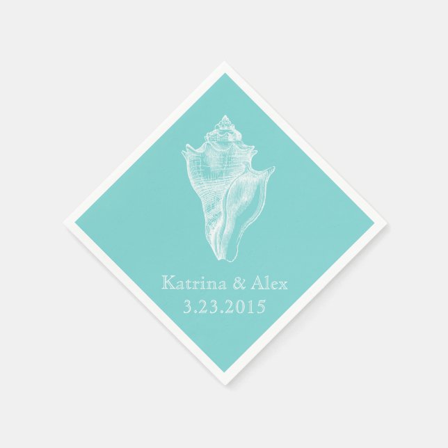 Sea Snäcka Aqua Beach Wedding Napkins Pappersservett (Hörn)