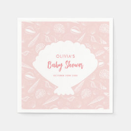 Sea Snäcka Beach Rosa Girls Ocean Baby Shower Pappersservett