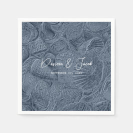 Sea Snäcka Mörk Dusty Blue Modern Coastal Beach Pappersservett