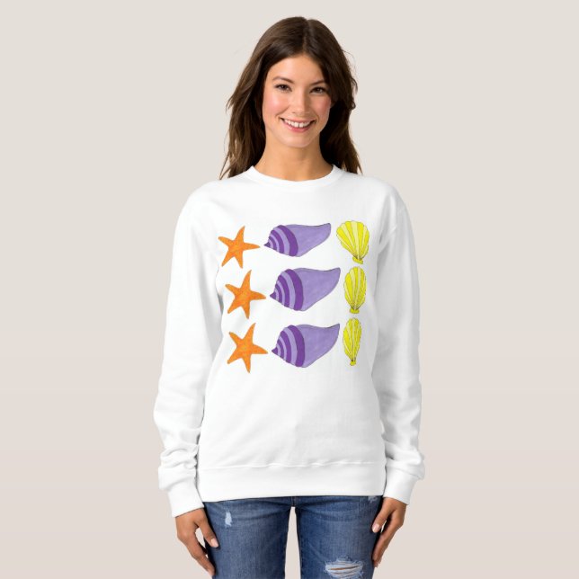 Sea Snäcka Seashell Conch Starfish Beach Ocean T Shirt (Hel framsida)
