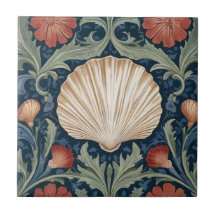 Sea snäcka William Morris stil Nautical botanical