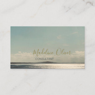 Sea Sol Ocean Travel Blue Modern Snyggt Guld Visitkort
