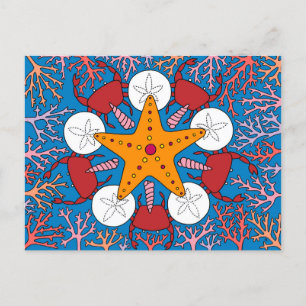 Sea Star och Coral Vykort