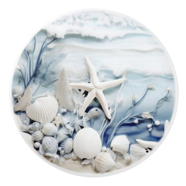 Sea Star och Snäcka 3D Kust Knopp (Framsidan)