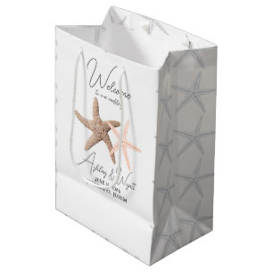 Sea Stars Bröllop Välkommen Rosa Brown Papper Bag