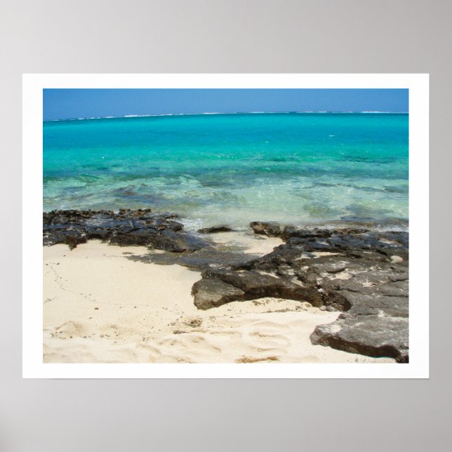 Sea Sten Sand Beach Vanuatu Island Landskap Poster (Framsidan)