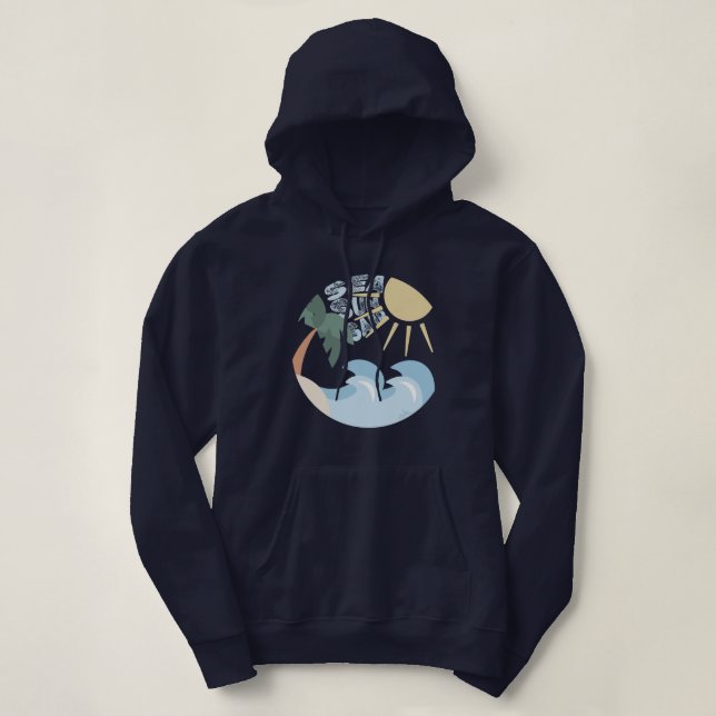 Sea, Sun, Sand Hoodie T Shirt (Design framsida)