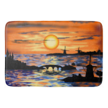 Sea Sunrise Bath Mat Netherlands Landscape